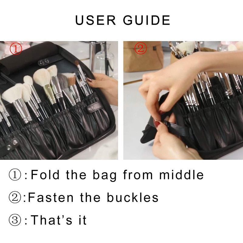 Foldable Makeup Brush Bag Organizer Travel Cosmetic Case Beauty Tool Accessories