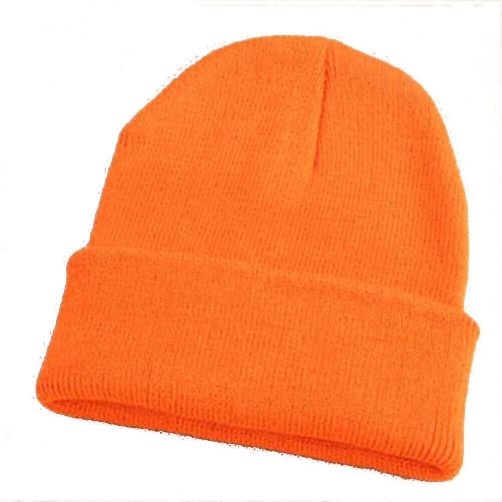 Beanie Hat Men Women Plain Knit Ski Cap Warm Elastic Skull Winter Cuff Thermal