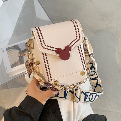 Youthful Leather Crossbody Bag Fashion Small Shoulder Handbag Chain Bag Square