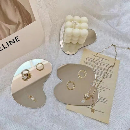 Jewelry Display Pad 3Pcs Acrylic Mirror Irregular Shaped Ring Earring Organizers