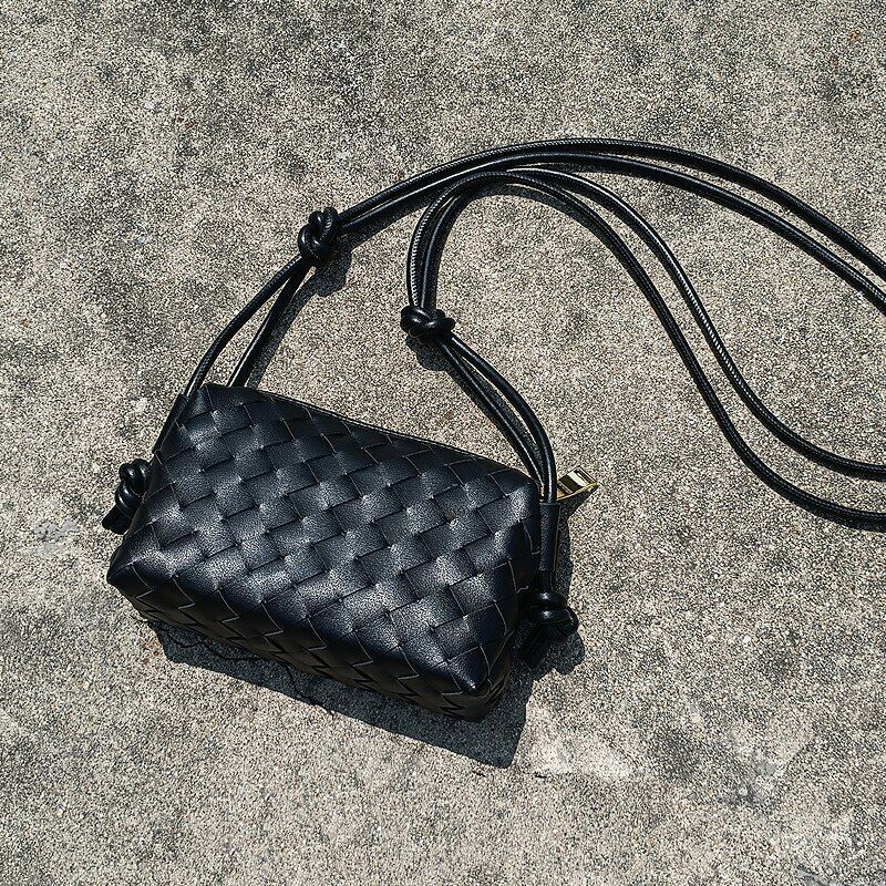 Small Handbag Phone Bag Mini Shoulder Straps Knotted Crossbody Bag Leather 1 PC