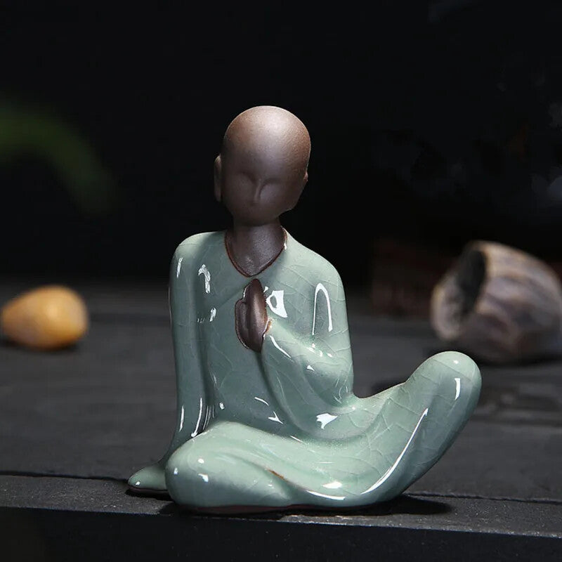 Small Buddha Statue Ceramic Tea Ceremony Decorations Gifts Household Use