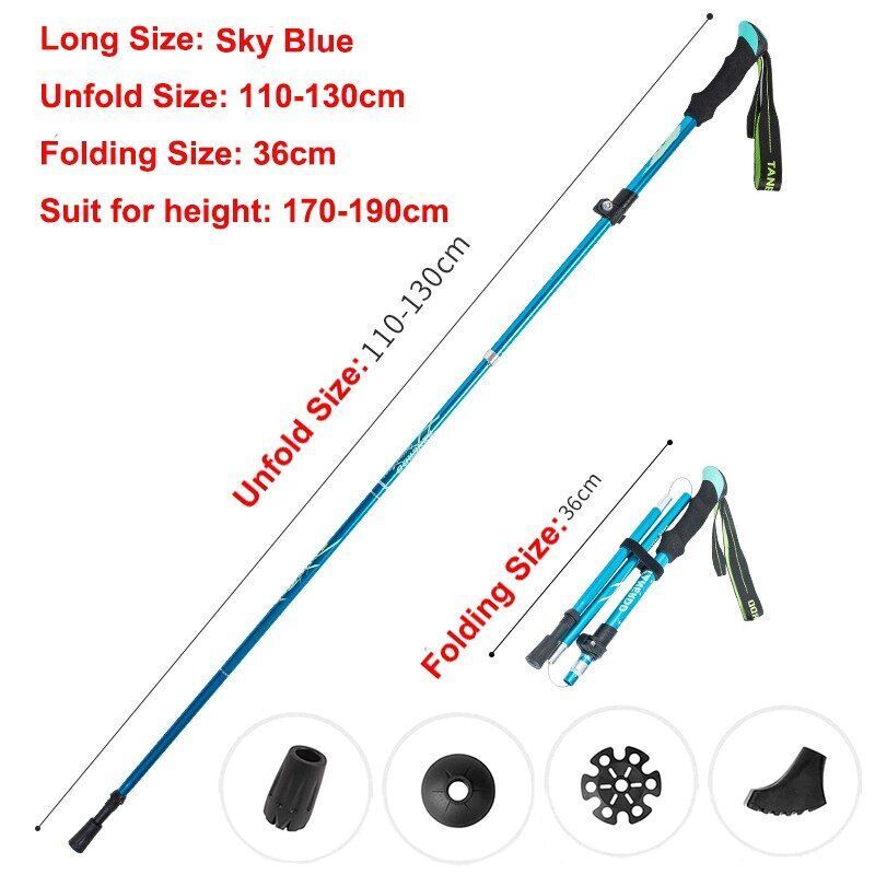 5-Section Folding Trekking Poles Nordic Walking Stick Hiking Telescopic Cane 1PC