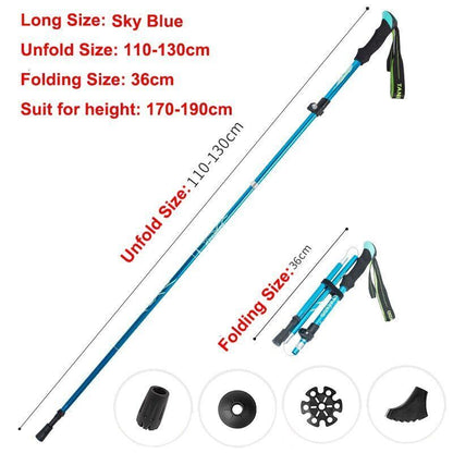 5-Section Folding Trekking Poles Nordic Walking Stick Hiking Telescopic Cane 1PC
