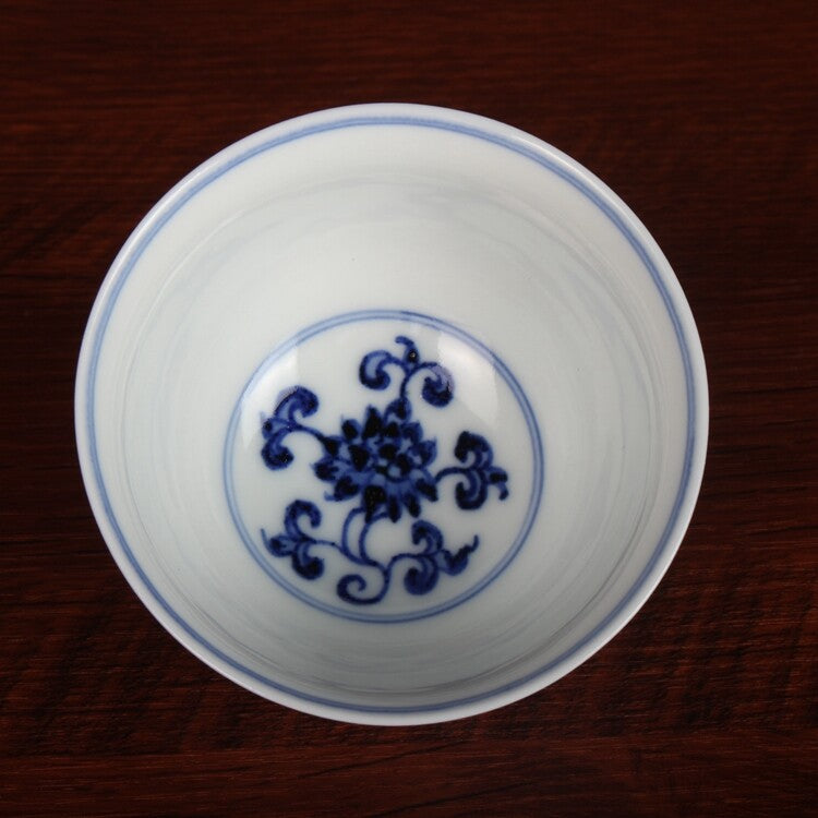 3.3" Collection Chinese Ming Blue-and-white Porcelain Ice Plum Blossom Cup