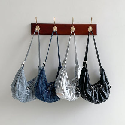 Wrinkled Denim Underarm Shoulder Bags Drawstring 28*14*6 CM Shopping Purse 1 PC