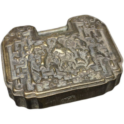 Vintage Style Brass Longevity Lock Wuzi Lianke Antique Inspired Copper Pendant