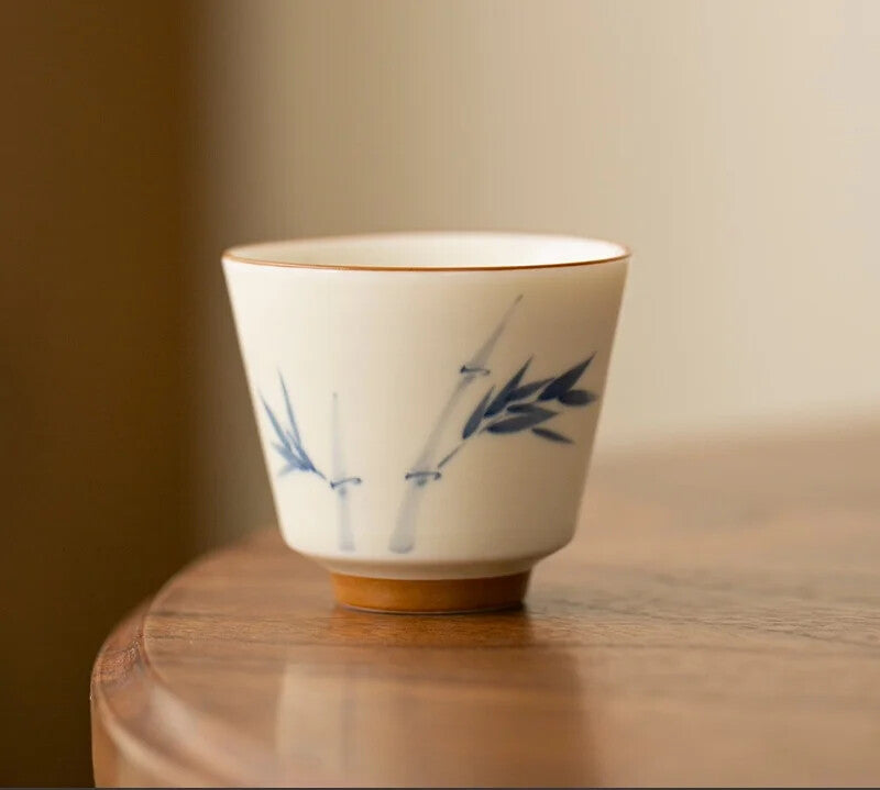 2pc Hand-painted Bamboo Persimmon Household Cup Single Cups Smelling Tea Bowl