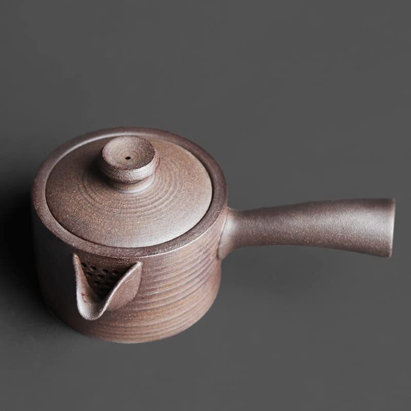 6.7"IN Rock Mine Pottery Mud Side Handle Handmade Retro Pottery Kung Fu Teapot