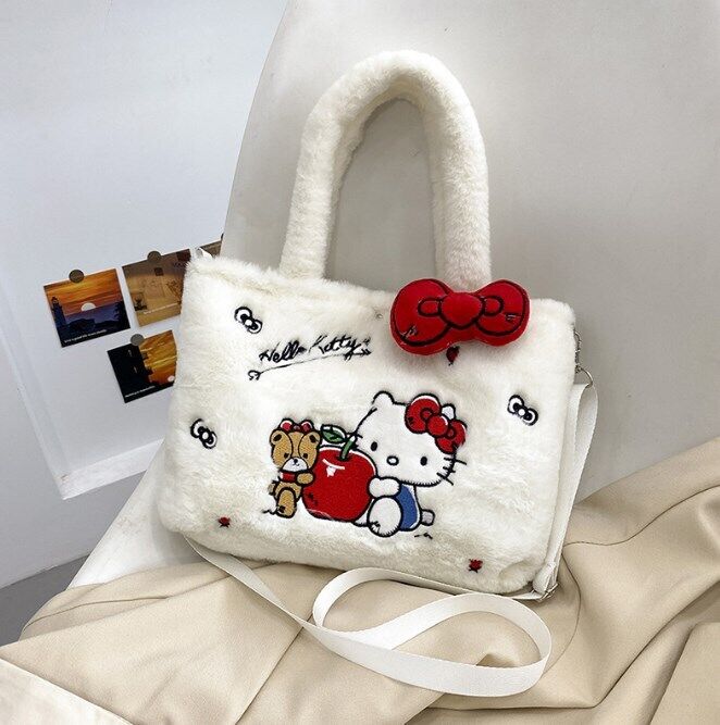 Hello Kitty Kuromi Melody Plush Handbag Crossbody Bag Girls' Plush Shoulder Bag