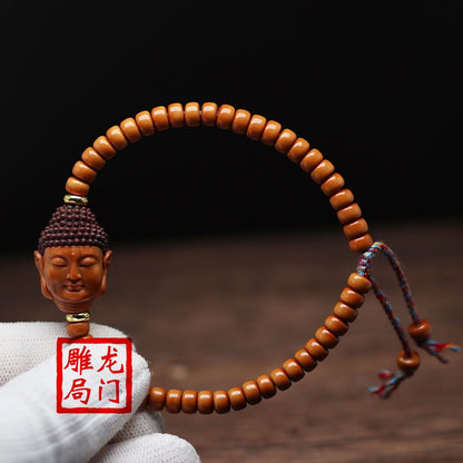 Big Sun Tathagata Olive Nut Bracelet Hand Carved Buddha Head Wenwan Jewelry