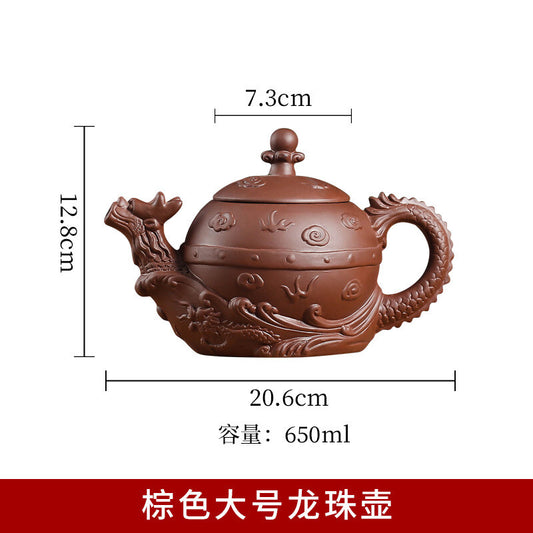 Chinese Kungfu Tea Pot Large Capacity Yixing Purple Clay Teapot Handmade
