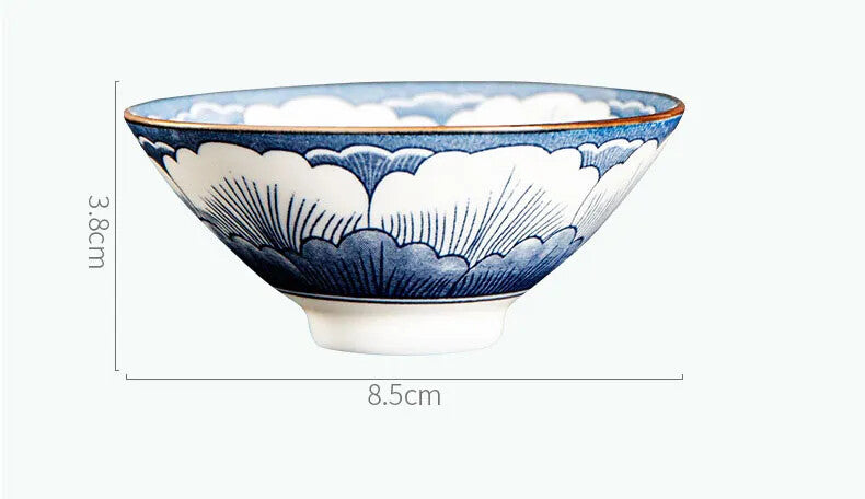 85ml Chinese Retro Porcelain Cone Teacup Scaling Hand Painted Ceramic Tea Bowl