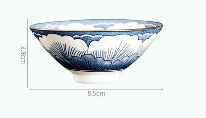85ml Chinese Retro Porcelain Cone Teacup Scaling Hand Painted Ceramic Tea Bowl