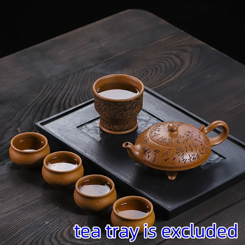 True Yixing Zisha Jiangpo Clay Tea Pot Handmade Matching Cup Hand Carved Pot New