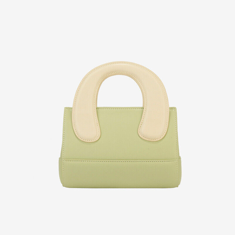 Small Mini Oversized Handles Leather Tote Clutch Box Handbag Purse Shoulder Bag
