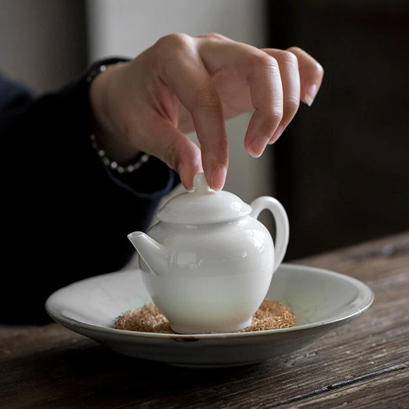 White Porcelain Teapot Household Jade Porcelain Teapot Ceramic Kung Fu Tea Set