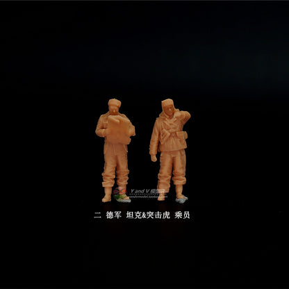 1/72 1/64 1/87 German Tank Assault Tiger Crew 2-Persons Unpainted Model Toys