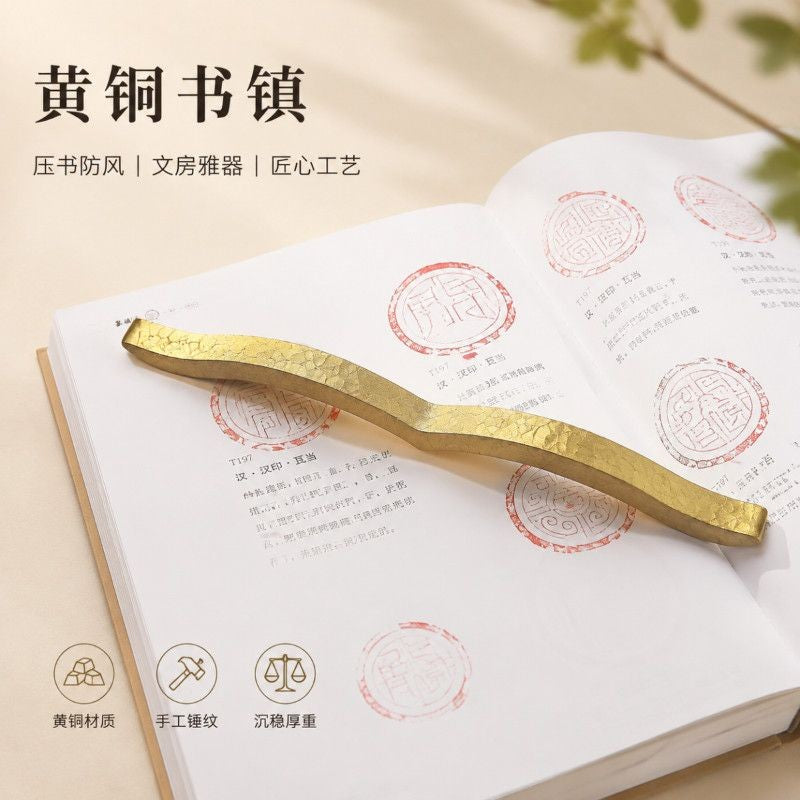 Solid Brass Chinese Paperweight Calligraphy Book Weight Desk Decor 270g