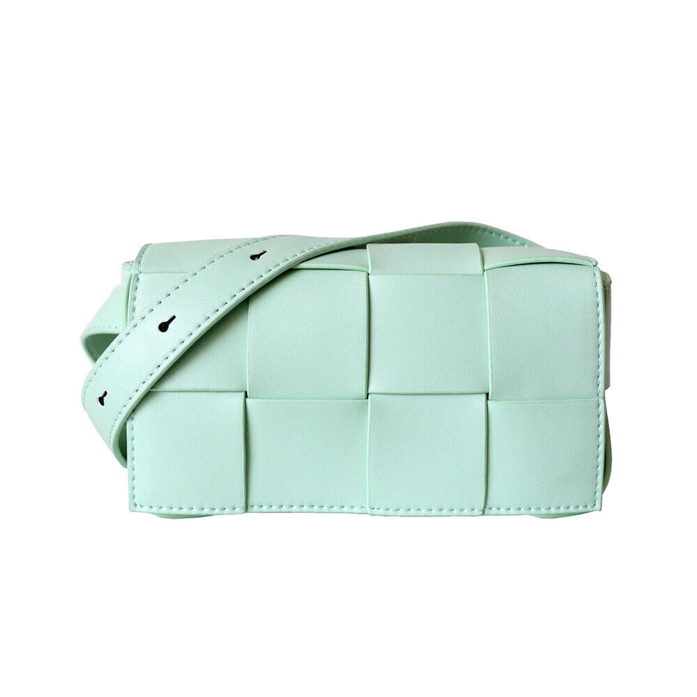 Mini Woven Real Leather Belt Bag Crossbody Sling Fanny Waist Pack Chain Clutch