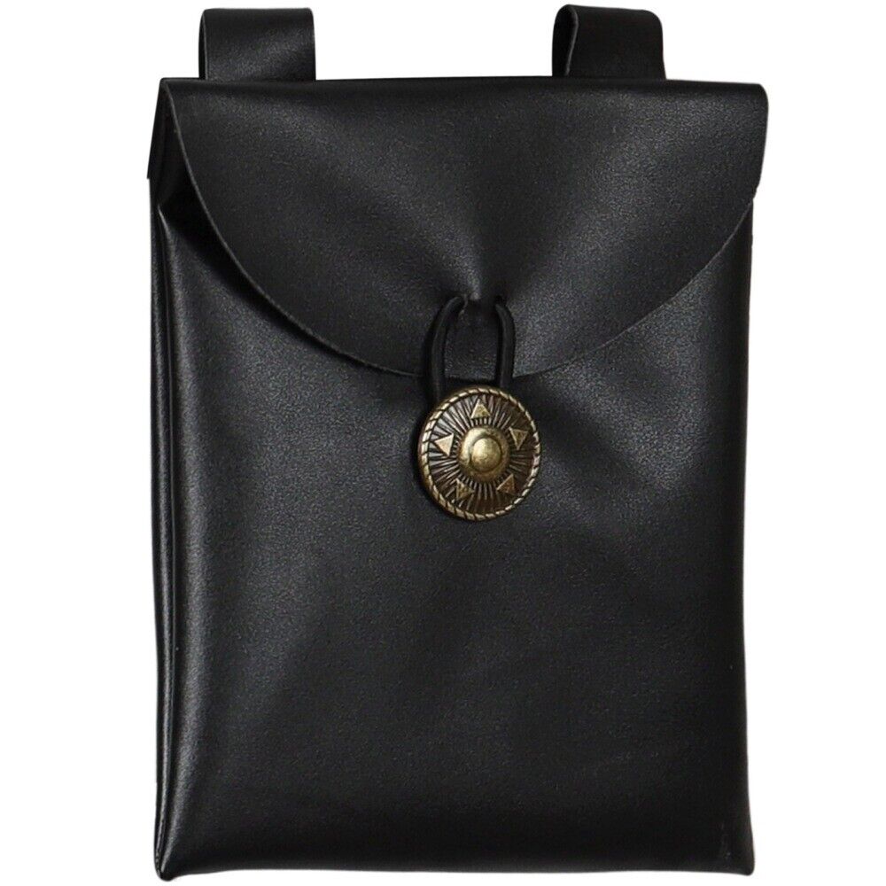 Womens Mens Hook Strap Double Metal Rings PU Leather Bag Medieval Belt