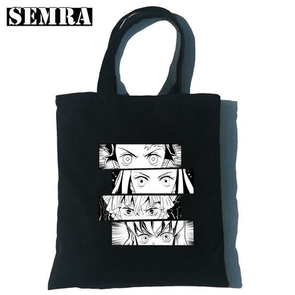 Canvas Tote Shoulder Bag Student Teacher Large Square Purse White / Black Pouch