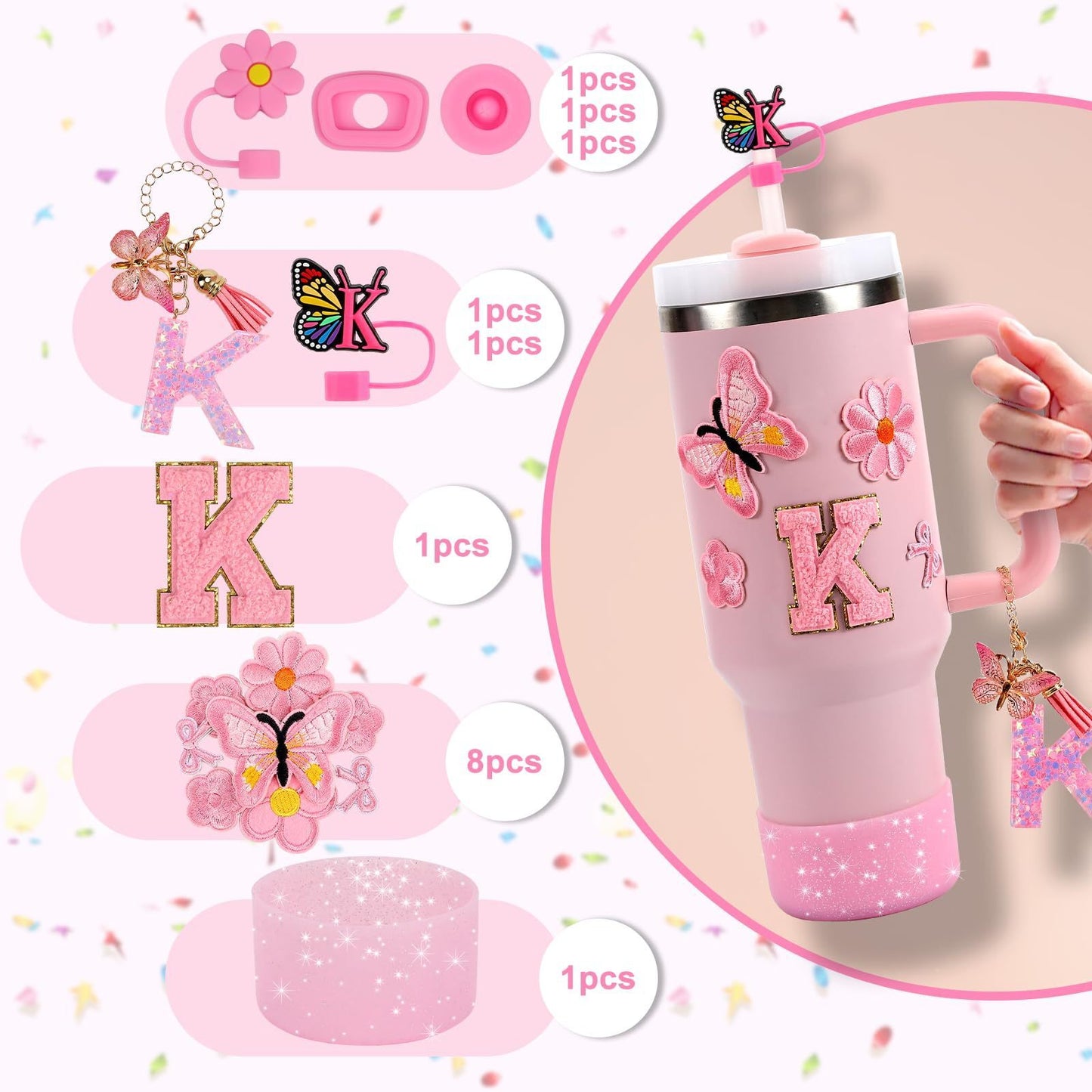 7Pcs Accessories Set for Stanley Cup 30 40oz Insulated Sleeve Travel Cup Holder