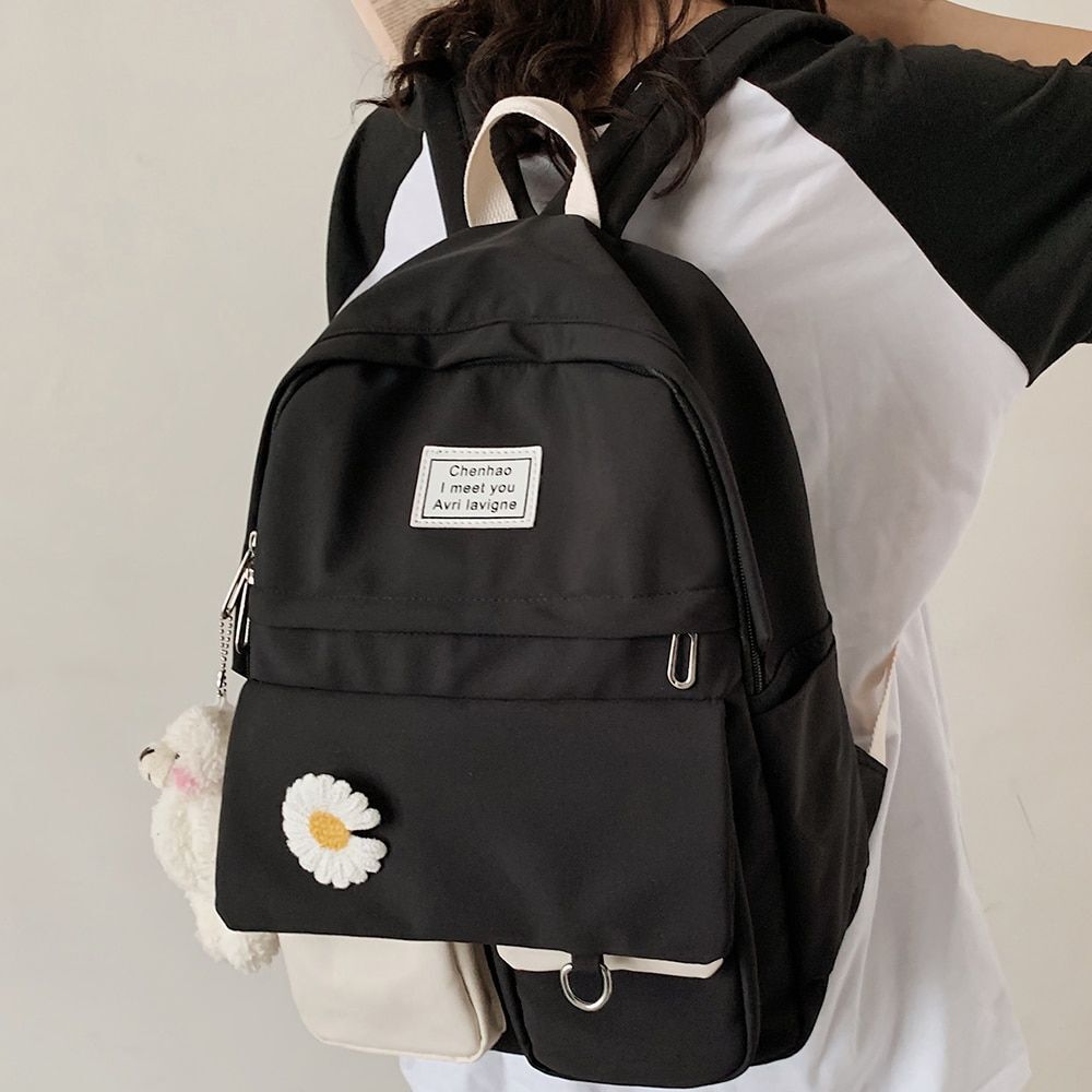 College Student Backpack Cute Nylon School Book Bag Travelling 29*14*43 CM Blue