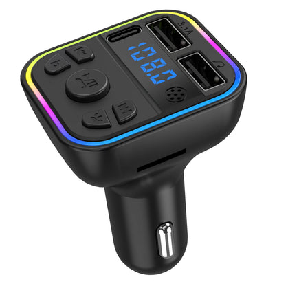 Car FM Transmitter Adapter Type-C Dual USB Fast Charger Handsfree 12V-24V