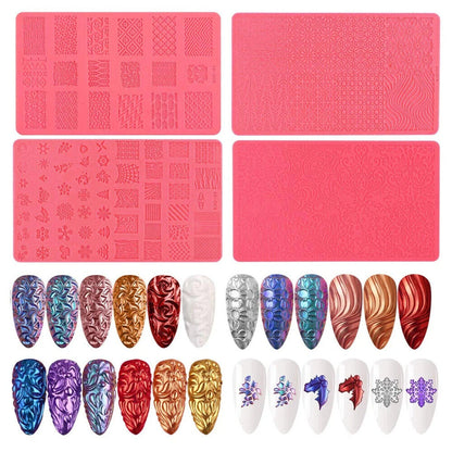 Nail Art Tool Silicone Stamping Plates 3D Template Manicure Design Printing Mold