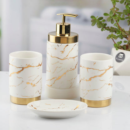 Ceramic Bathroom Accessories Set for Utility & Bathroom Decor Set Of 4