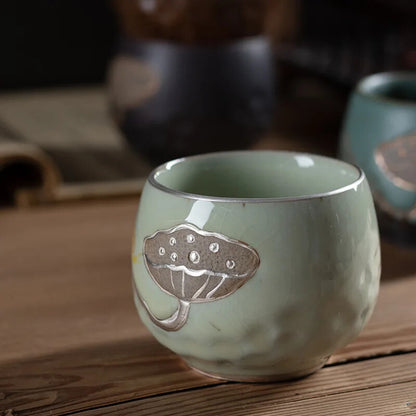 Kung Fu Tea Cup Single Cup Ceramic Master Cup Teacup Handmade Cool Vintage Coars