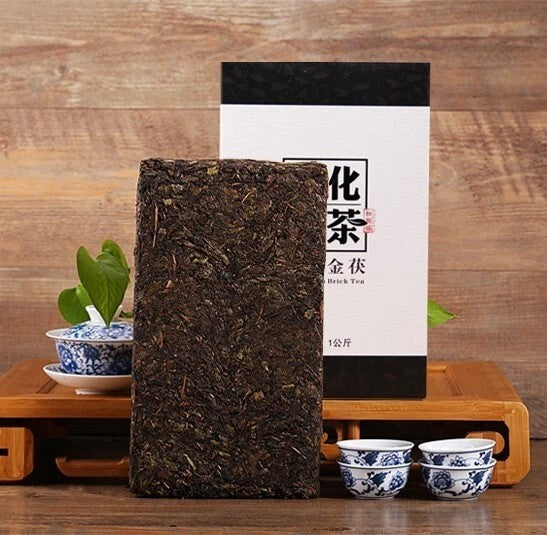 1000g China Anhua Black Tea Handmade Organic Health Dark Tea Gold Fu Brick Tea