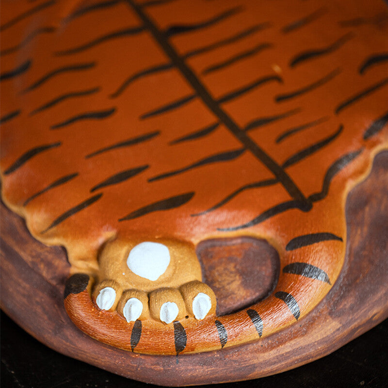 Handmade Tiger Carved Tea Tray Yixing Zisha Duan Clay Holder Mat For Tea Pot New