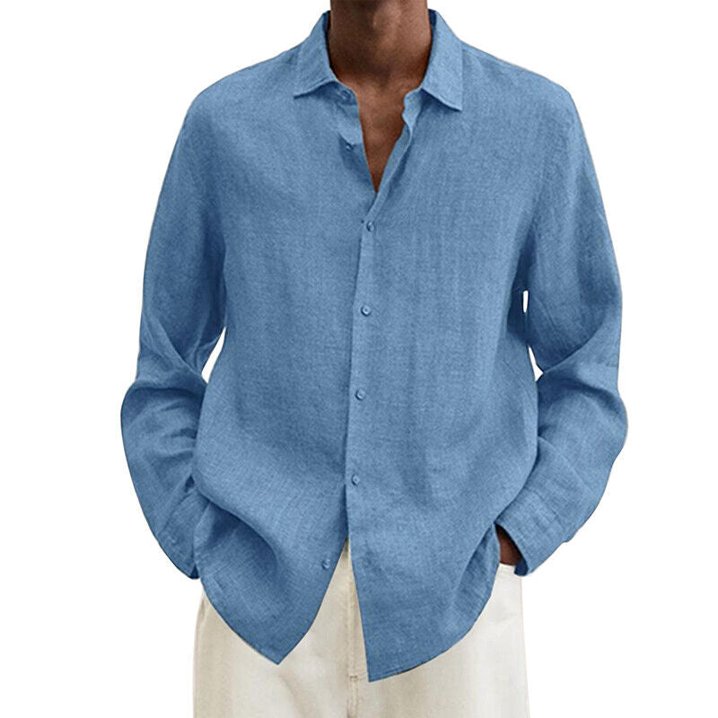 Tops T Shirt Blouse Shirt Tunic Long Sleeve Cotton Linen Long Sleeve Men Baggy