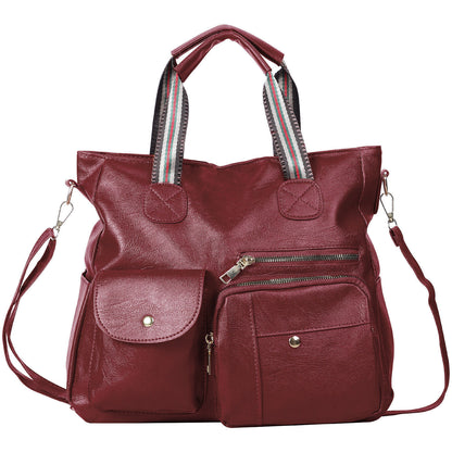 Womens Large Tote Handbag PU Leather Shoulder Hobo Bag Satchel w/ Multi Pockets