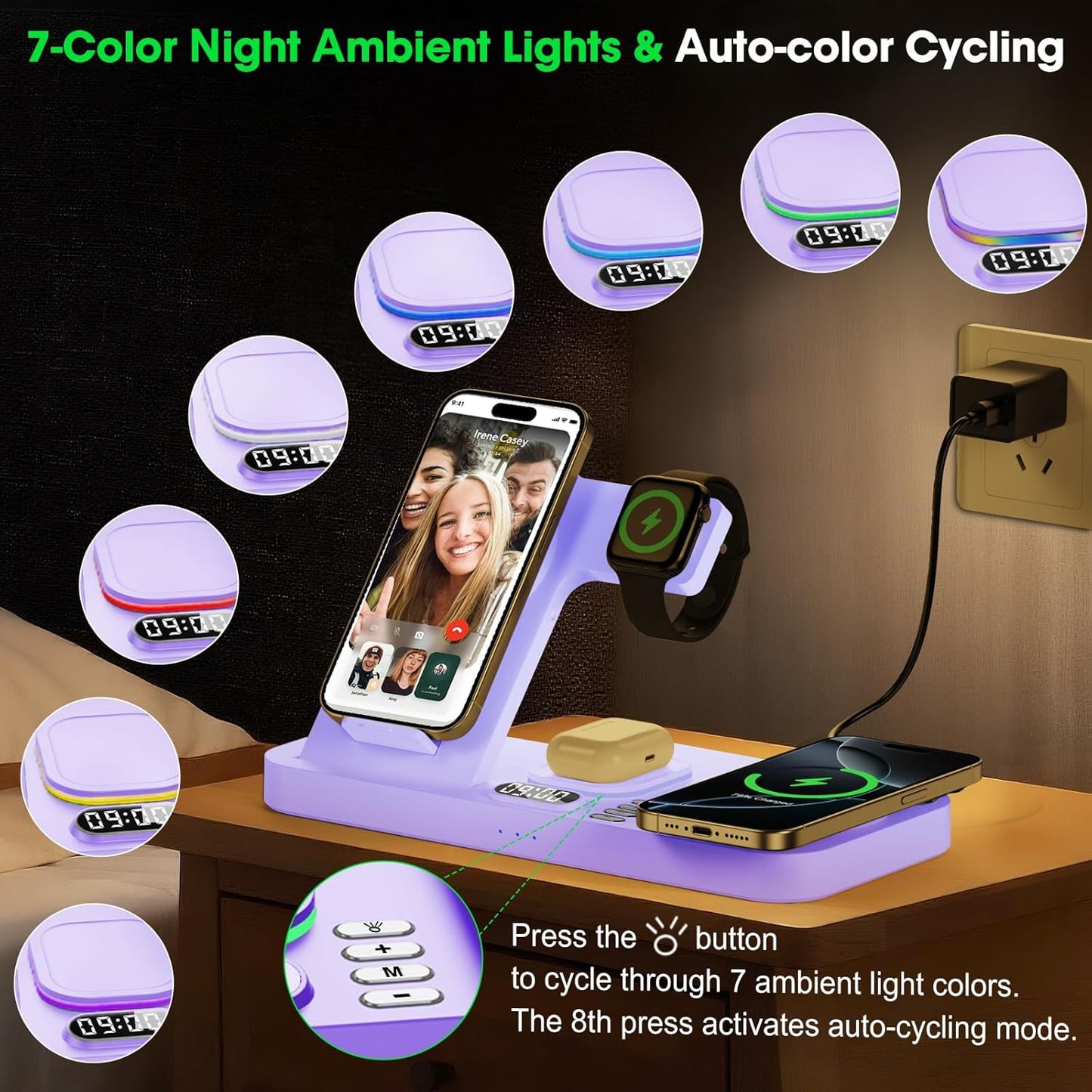 Dual Phone Wireless Charging Station for Apple Devices, Magnetic Charging Statio