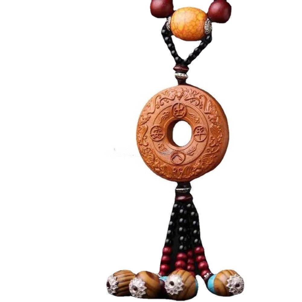 New Peachwood Carved Buddha Statue Car Rearview Mirror Pendant Decoration