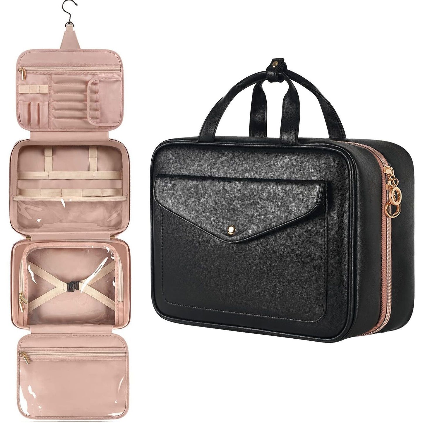 Synthetic Leather Makeup Bag Big Travel Tote Waterproof Cosmetic Bags Toiletries