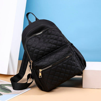 Leather Plaid Backpacks Multi Layer Zipper Fashion Shoulder Traveling School Bag