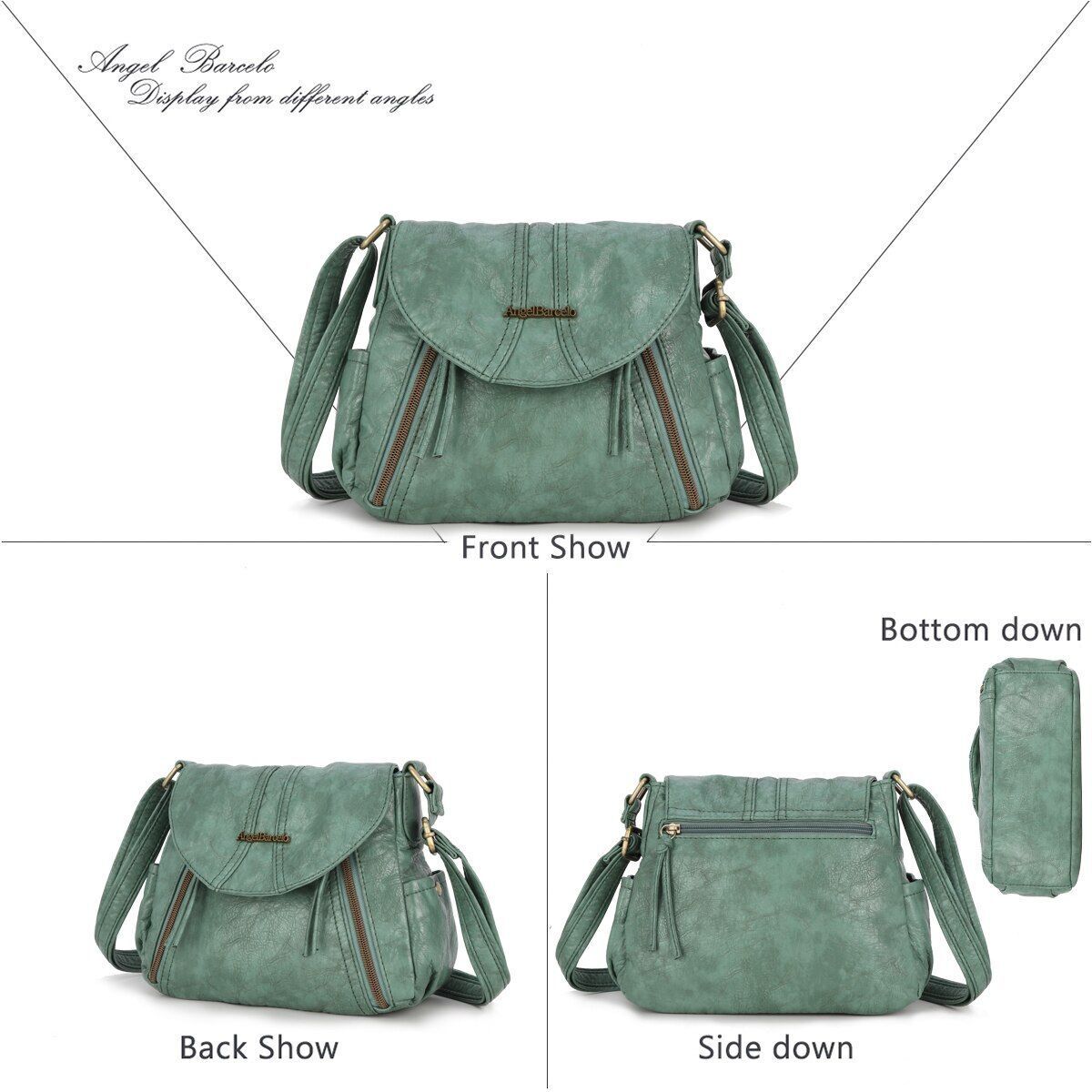 Vintage Messenger Shoulder Bag Soft Simple Crossbody Satchel Polyester Shell Bag