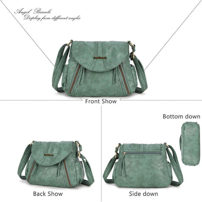 Vintage Messenger Shoulder Bag Soft Simple Crossbody Satchel Polyester Shell Bag