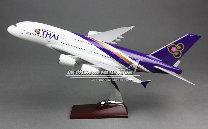 45CM THAI AIRBUS A380 HS-TUC Passenger Airplane Resin Aircraft Aeroplane Model