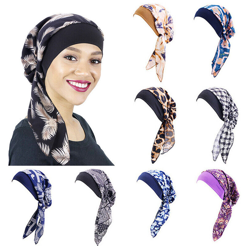 Ladies Long Tail Chemo Cap Turban Hat Headscarf Braid Hat Fashion Pirate Cap