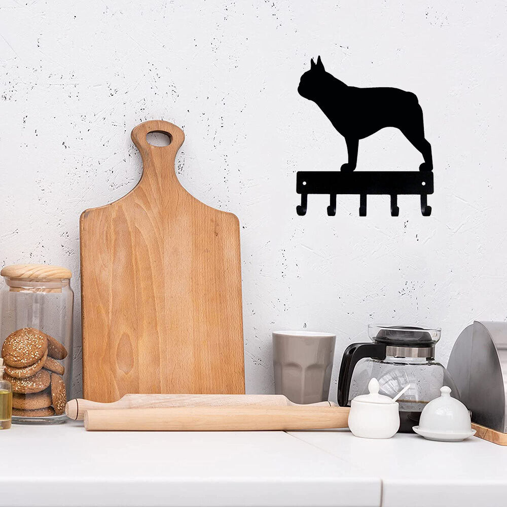 French Bulldog- Key Rack & Dog Leash Hanger- 9 inch/6 inch Wide Metal Wall Art