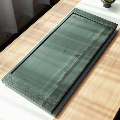 Natural Stone Tea Tray Heavy Black Stone Tea Table Stone Carving Art For Tea Set