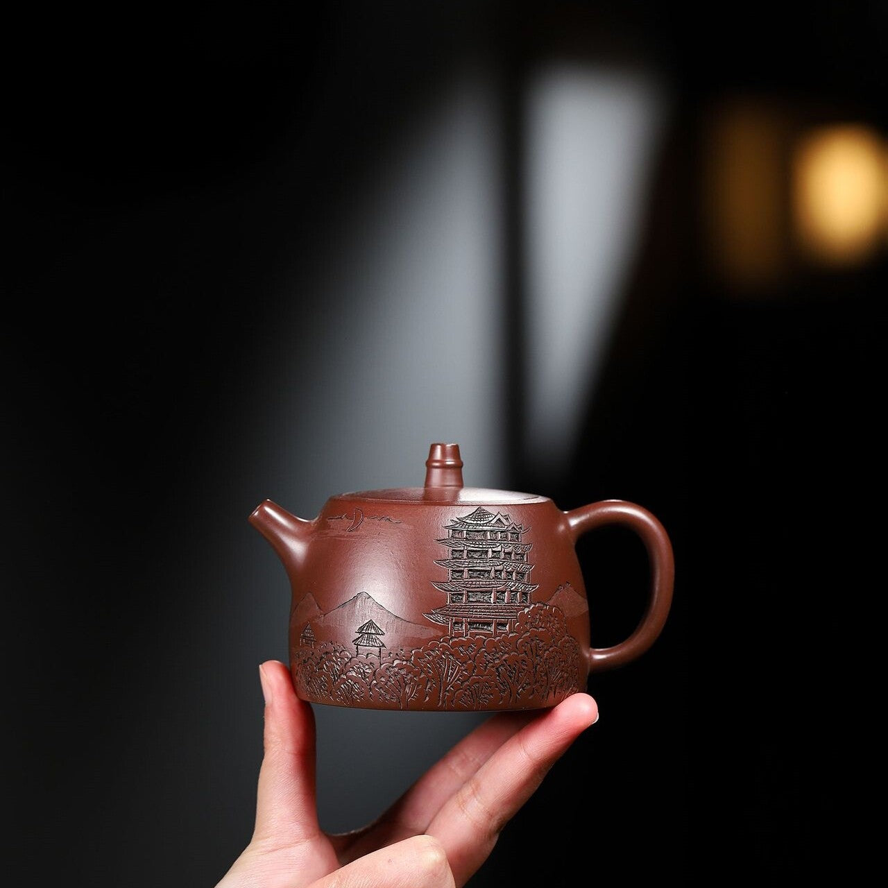 Handmade Tea Pot Marked Ball Shaped Infuser Holes Real Yixing Zisha Purple Clay