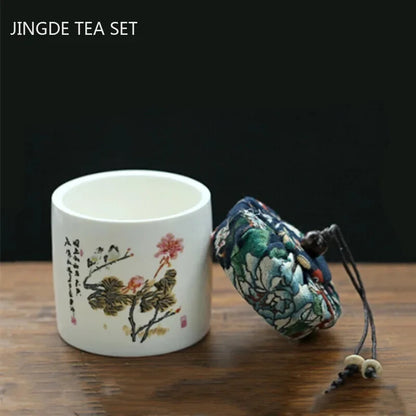 8cm Ceramics Tea Caddy Tieguanyin Storage Tank Portable Travel Tea Box Sealed