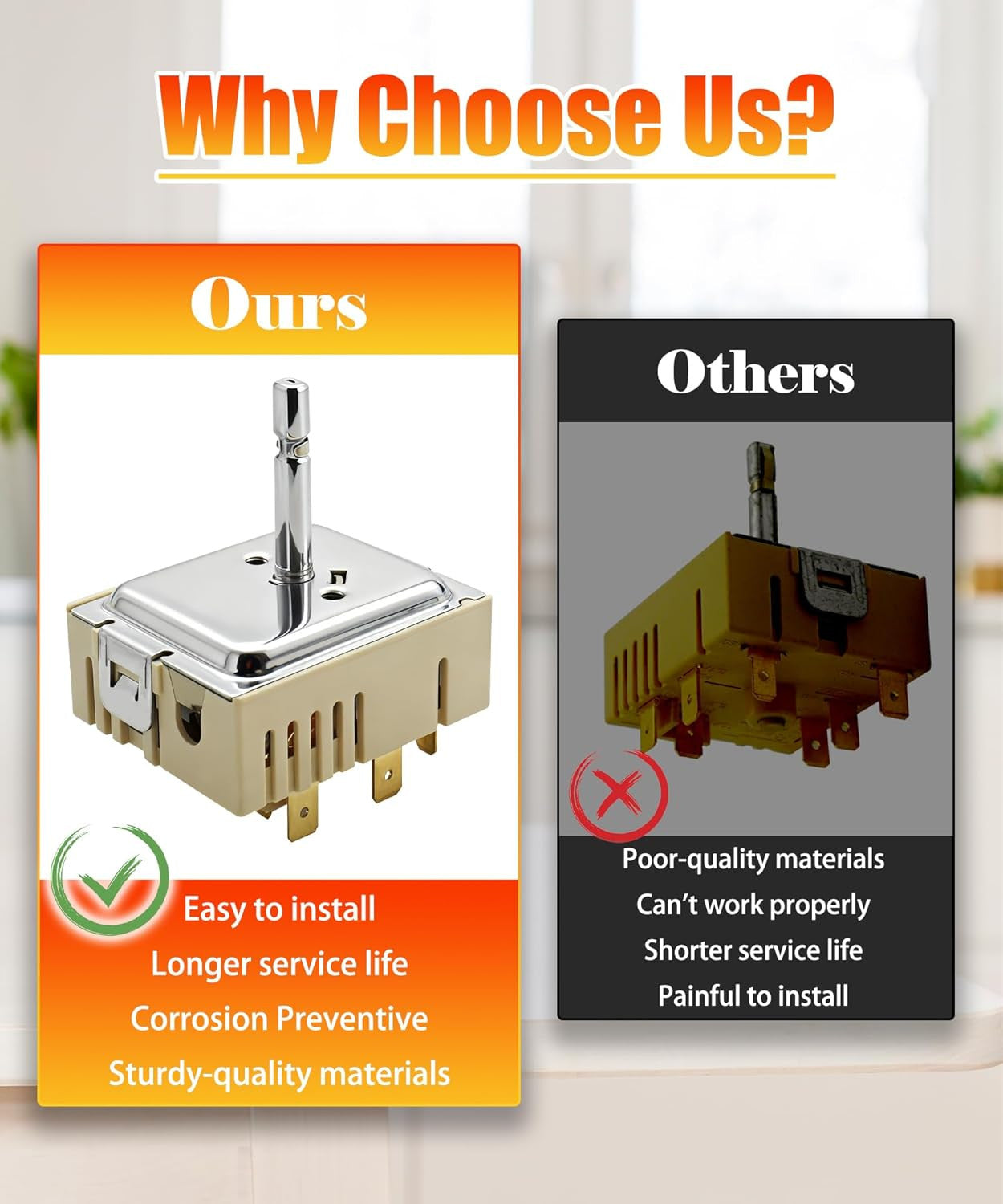 Dual Surface Infinite Switch Compatible with Samsung/Range Oven Control Switch (