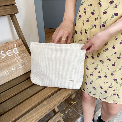 Makeup Bag Organizer Cosmetics Corduroy Clutch Lipstick Cases 5*26*18 CM Pouch